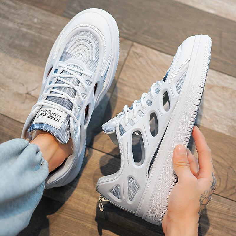 Sandals men's summer hollow breathable driving casual board shoes trendy hole shoes sports beach shoes white shoes