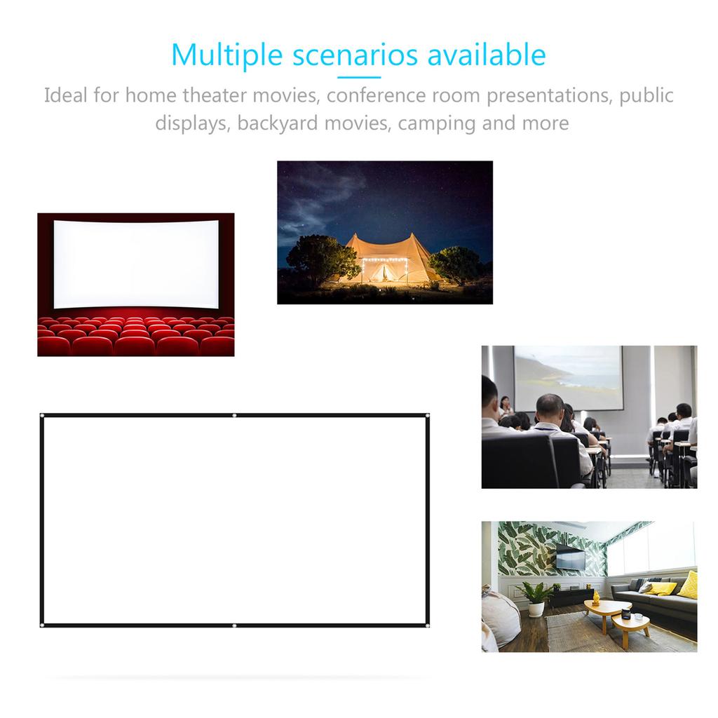 100 inches Projector Screen Widescreen 16:9 Portable Projection Screen Anti Crease Foldable Indoor Outdoor Projector