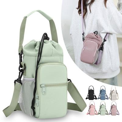 Universal Portable Water Bottle Bag Waterproof Hands-Free Insulated Cup Protective Cover with Phone Pocket Creative