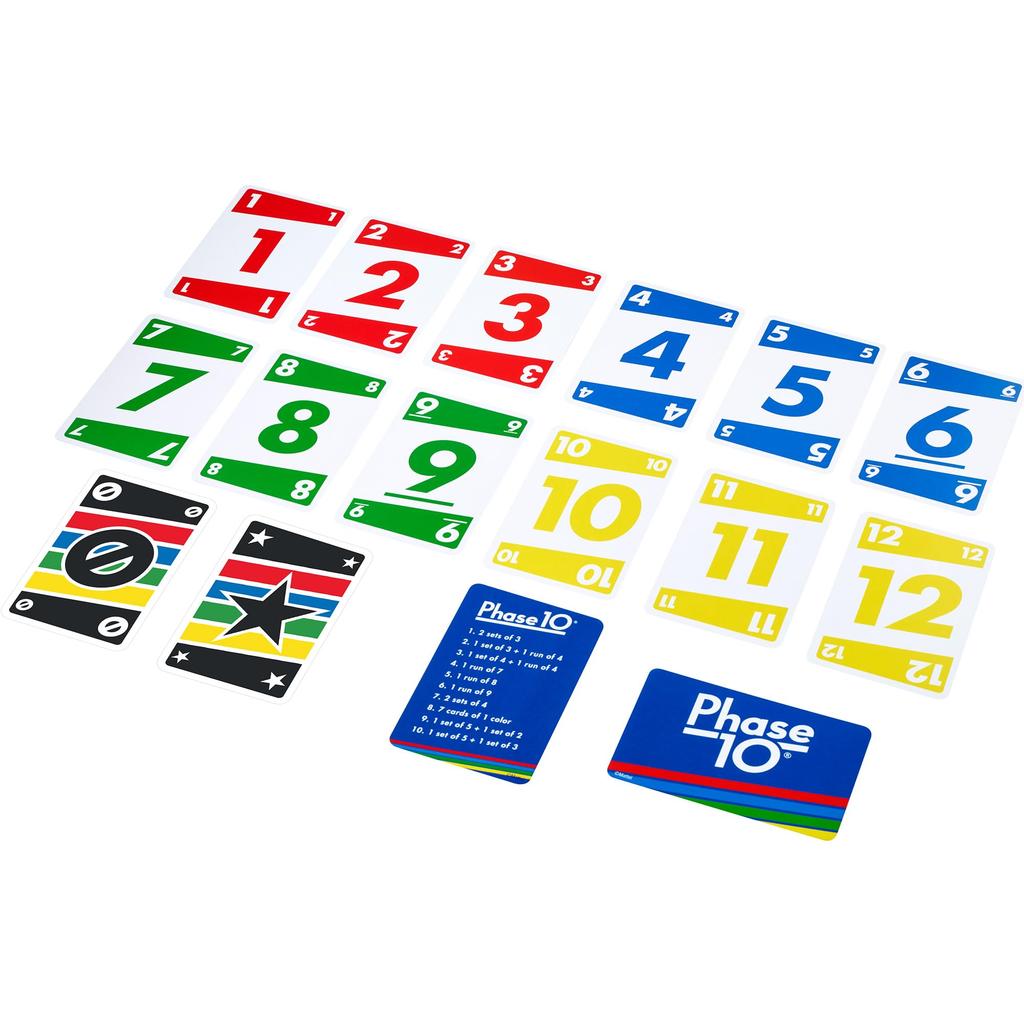 Mattel Game Phase 10 Game Party Supplies Educational Game Card Game 112 Cards 2-6 Players Ages 7 and Up Blue HCF91