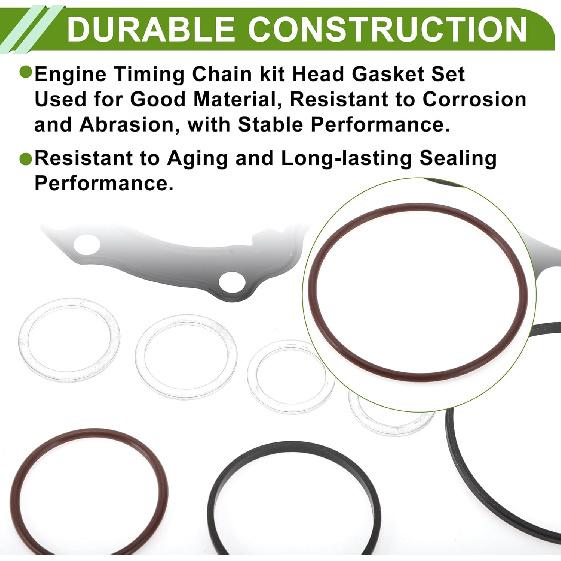 No.11361440134/11361433817 Timing Cover Gasket Set for BMW 325i Base 2.5L 2001-2005 Long-lasting Sealing O-Ring Seal Repair Kit 1 Set