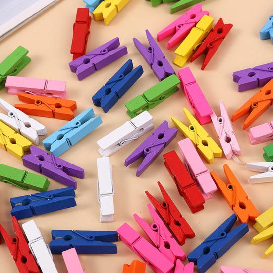 100Pcs Colored Clothes Pins Wooden Clothespins Smooth Edge Burr Free Strong Grip Heavy Duty Clothing Pins DIY Crafts Photo Clips