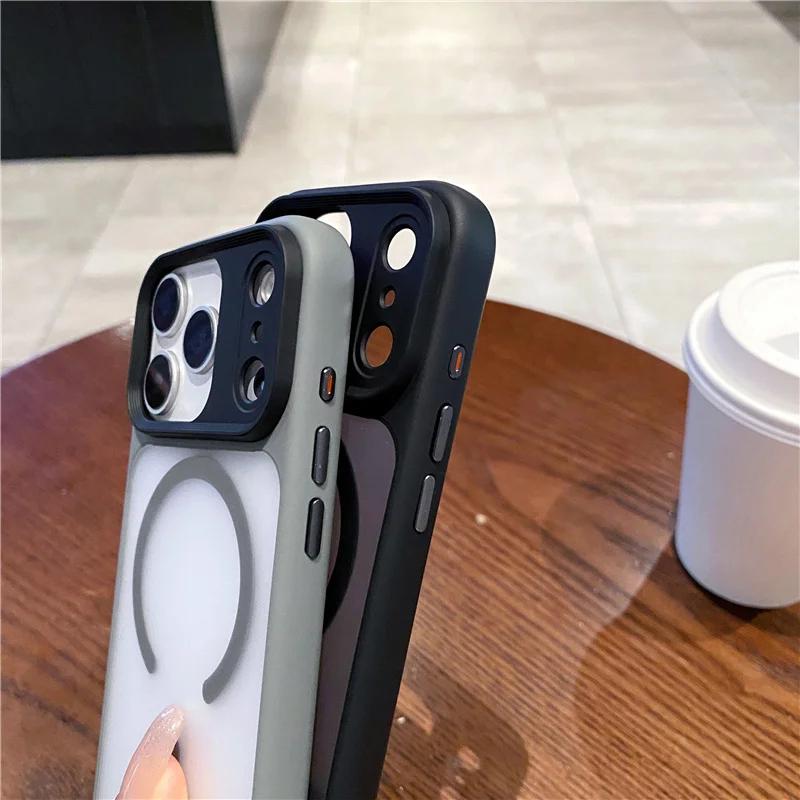 Mat Düşme Karşıtı Zırh Dayanıklı Manyetik Telefon Kılıfı IPhone 17 16 15 14 Pro Max Magsafe Kablosuz Şarj Koruma Arka Kapak