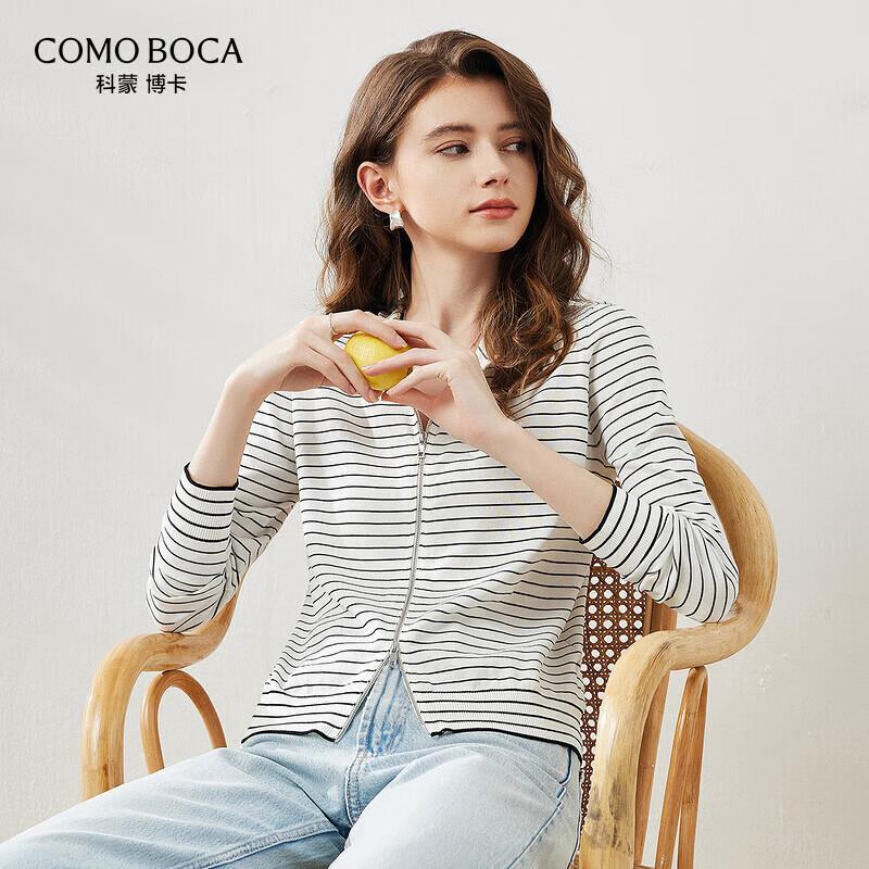 Women s Mulberry Silk Blend Striped Hooded Cardigan M