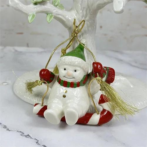 

Американська Керамічна Ручний Розпис Різдвяні Подарунки Цукерки Сніговик Фігурка Різдвяний Підвіска Домашні Прикраси Подарунки Декор для Вечірки