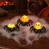 Halloween Party Supplies for Kids Spider Tea Light Candle, Battery Operated Flameless Flickering LED Fake Tealight Candles Spooky Eyeball Skull