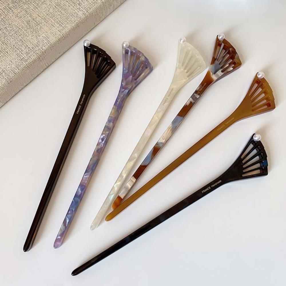 New Chinese Style Acetate Hair Forks Modern Hanfu Style Fan-Shaped Hair Pin  Hair Pin for Buns