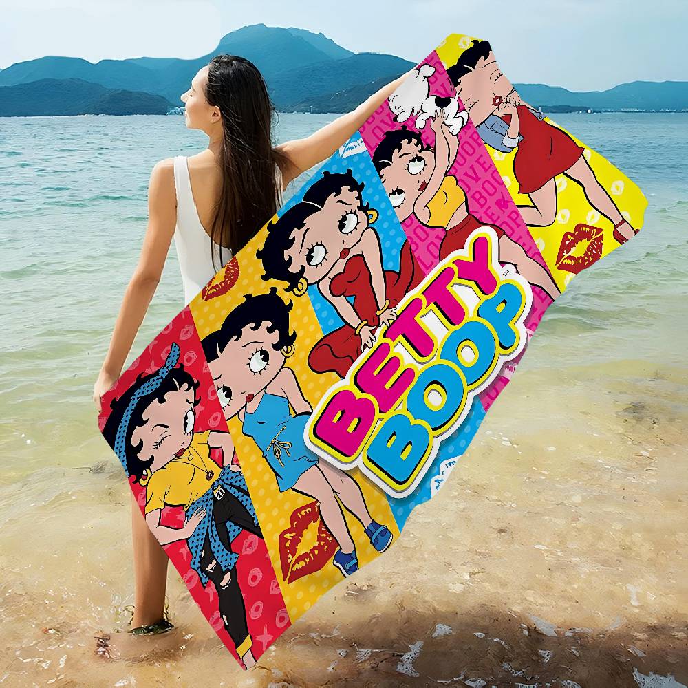 Cute B-BettyS Boop Microfiber Blanket Quick Drying Beach Towels Oversized Printing Super Absorbent Pool Towel Blanket
