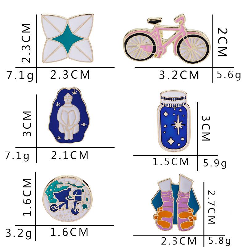 Temu Creative Corsage & Enamel Brooch - Chest Ornaments with Cartoon Bicycle Wishing Bottle Design