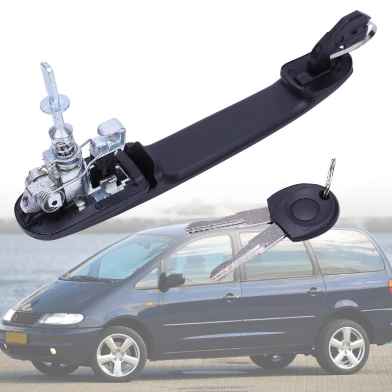Black Exterior Car Door Handle with Integrated Lock Component, 6N0837207 6N0837207C Single-Body Engineering-Plastic Design for Mechanical Bolt-On