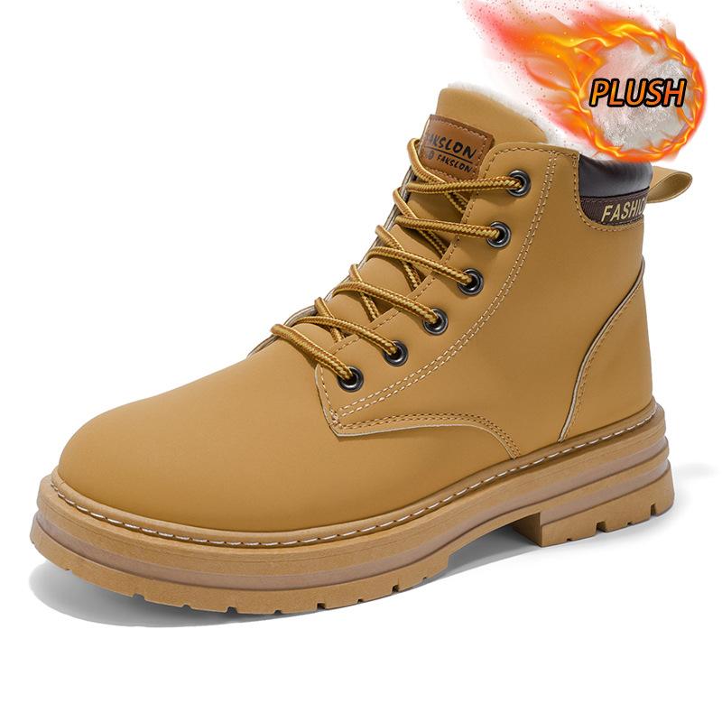 2025 podzim a zima nová móda pánské boty pánské retro britský styl sametové martensky trendy všestranné velké žluté boty