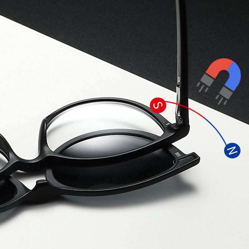 Polarized Magnetic Clip-on Sunglasses Set: Unisex TR Frame Prescription Eyeglass & Sunglasses Combo