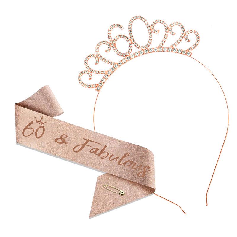 Cross-Border Digital Birthday Crown Set: Headdress, Party Shoulder Strap & Etiquette Belt Photo Prop for Girls