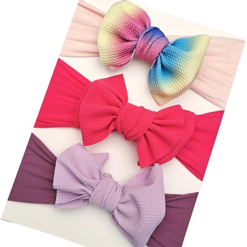 3 Pcs/Set Baby Girl Headband Soft Nylon Bows Elastic Headbands Hair Bands For Kids Newborn Turban Infant Baby Hair Accessories
