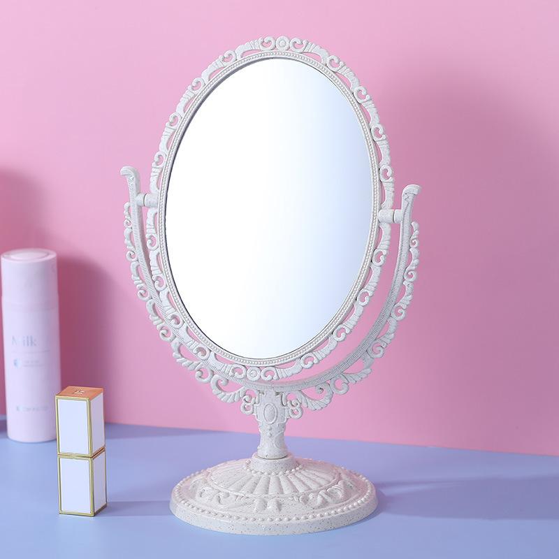 1Pcs Desktop Makeup Mirror Double-sided Beauty Makeup Mirror Bedroom European Retro Mirror Desktop Beauty Touch-up Love Mirror