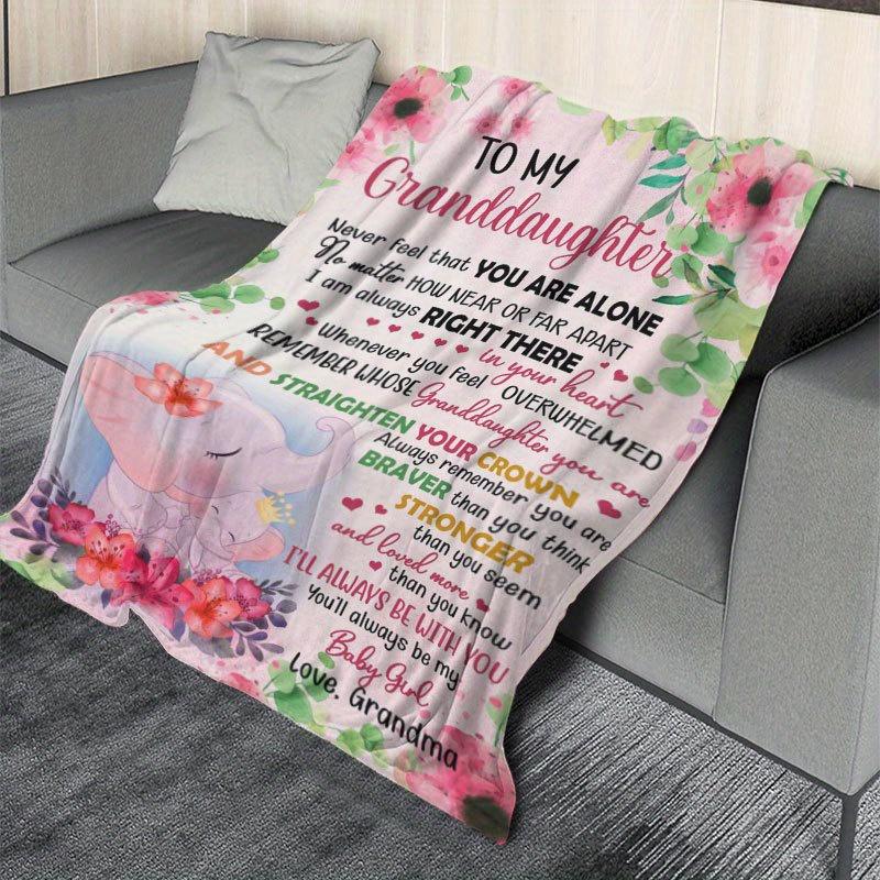 1pc Elephant Printed Flannel Blanket, To My Granddaughter From Grandma Envelope Blanket, Soft Throw Blanket Nap Blanket