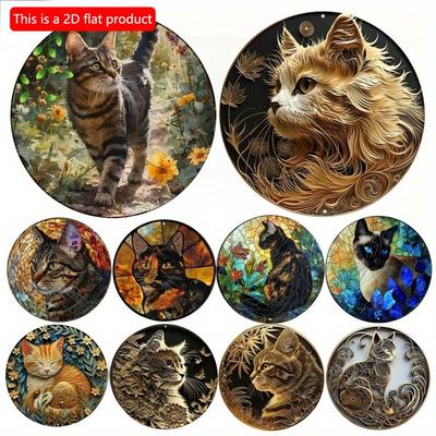 1 pz. Cartello Rotondo Piatto in Legno 2D - 20cm Pittura Artistica Ghirlanda Piatti Decorativi Decorazione Ingresso Regalo Tema Maschera per Bar Club Stanza di Casa Decorazione Murale