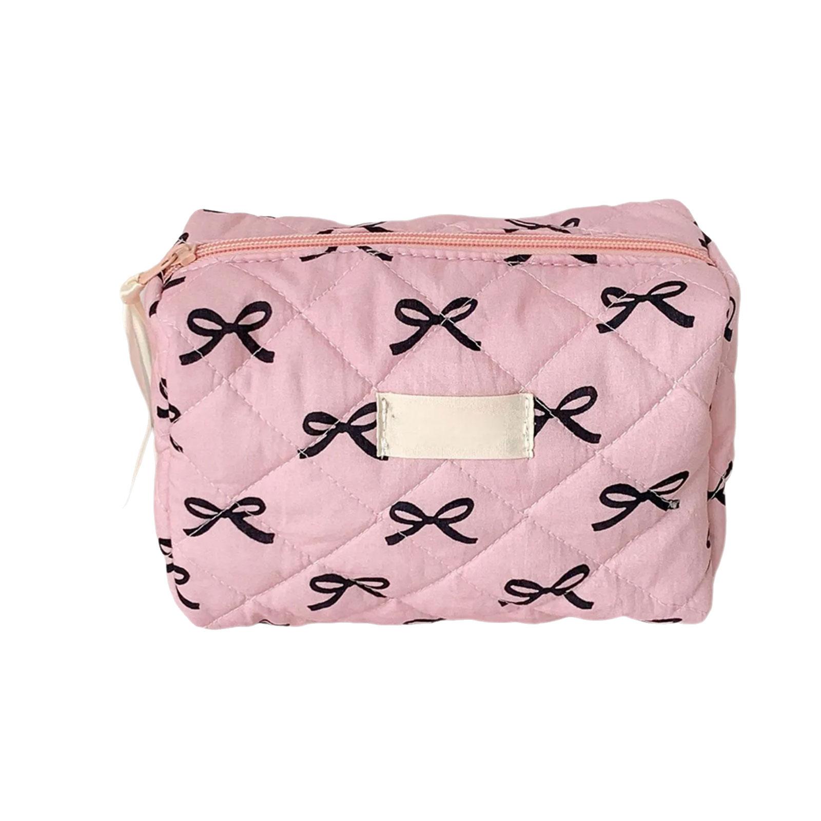 

Bowknot Pattern Toiletry Holder Cosmetic Organizer for Travel or Daily Use Spacious Zippered Makeup Bag with Zippers 2