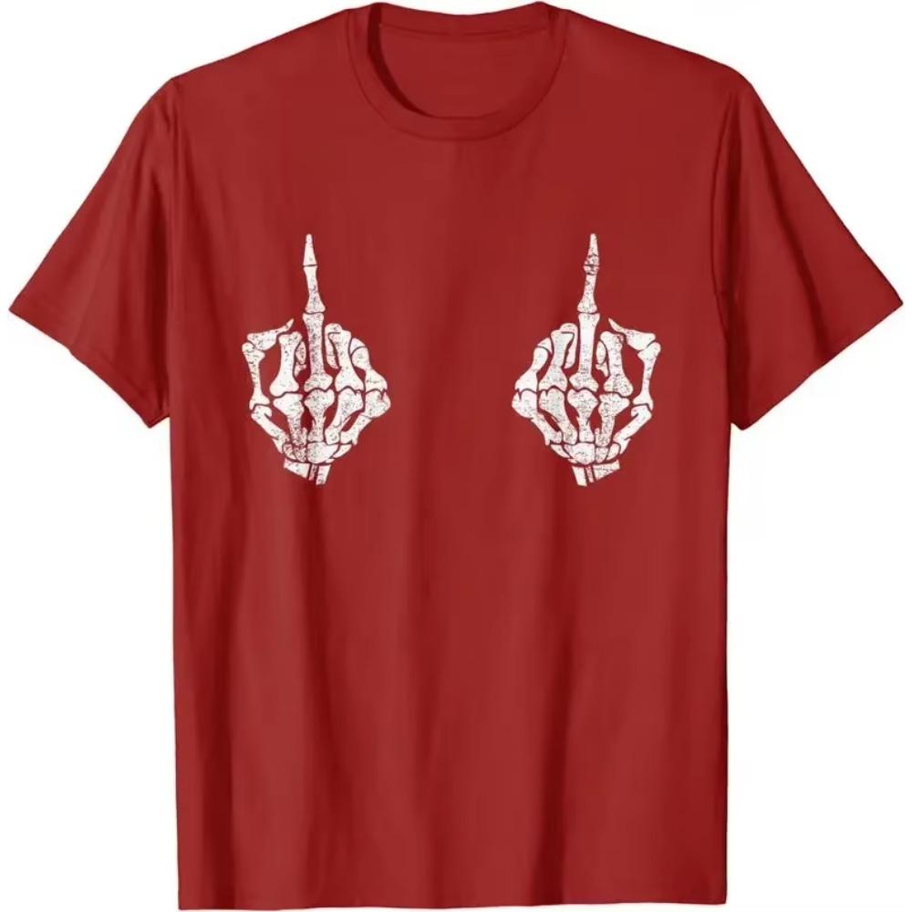 Skeleton Hands on Boobs Funny Spooky Halloween Costume T-Shirt