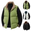 Men's And Women's Casual -color Stand-up Collar Sleeveless Vest With Contrasting Colors And Out. Men's Thickened Cotton Double-sided Wearable Warm V