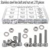 270-piece Stainless Steel Hex Bolt and Nut Kit, M3, M4, M5, Suitable for Industrial Equipment and Home Maintenance.