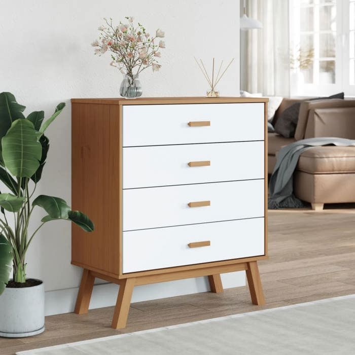 VidaXL Chest of Drawers, Dresser with Legs, Storage Furniture, Living Room Organizer, Modern, White and 358590
