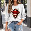 Women's Casual Christmas Print Crewneck Sweatshirt Pullover for Holiday Party Outfit