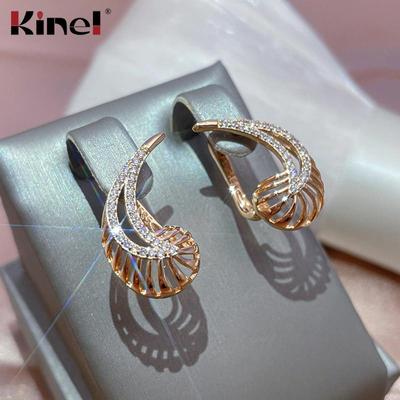 Orecchini pendenti in oro rosa Kinel per donna con montatura in zircone bianco