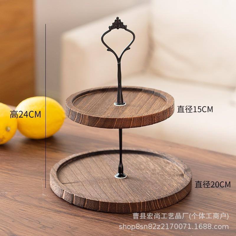 Rustic Wooden Dessert Stand 3-Tier Round Cake Display Tray Wedding Party Buffet Table Decor
