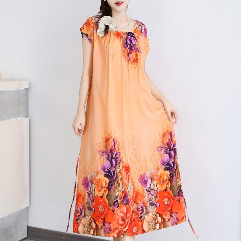 Elegant Summer Loose Dress Woman Clothing Casual Loose Plus Size Long Dresses