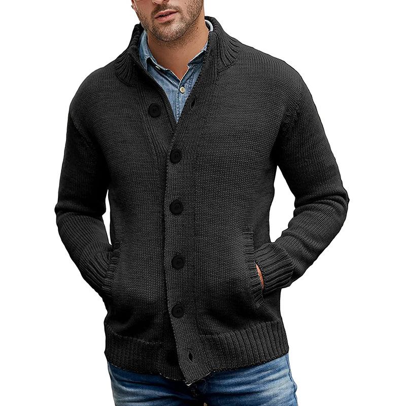 2025 Men's Solid Color Single-Breasted Knitted Sweater Cardigan for Fall and Winter