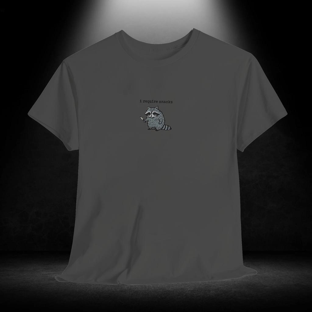 Men's Summer T-shirt I Require Snacks Raccoon Print Crew Neck Short-sleeved Top Casual Loose Sportswear Fashion Homewear