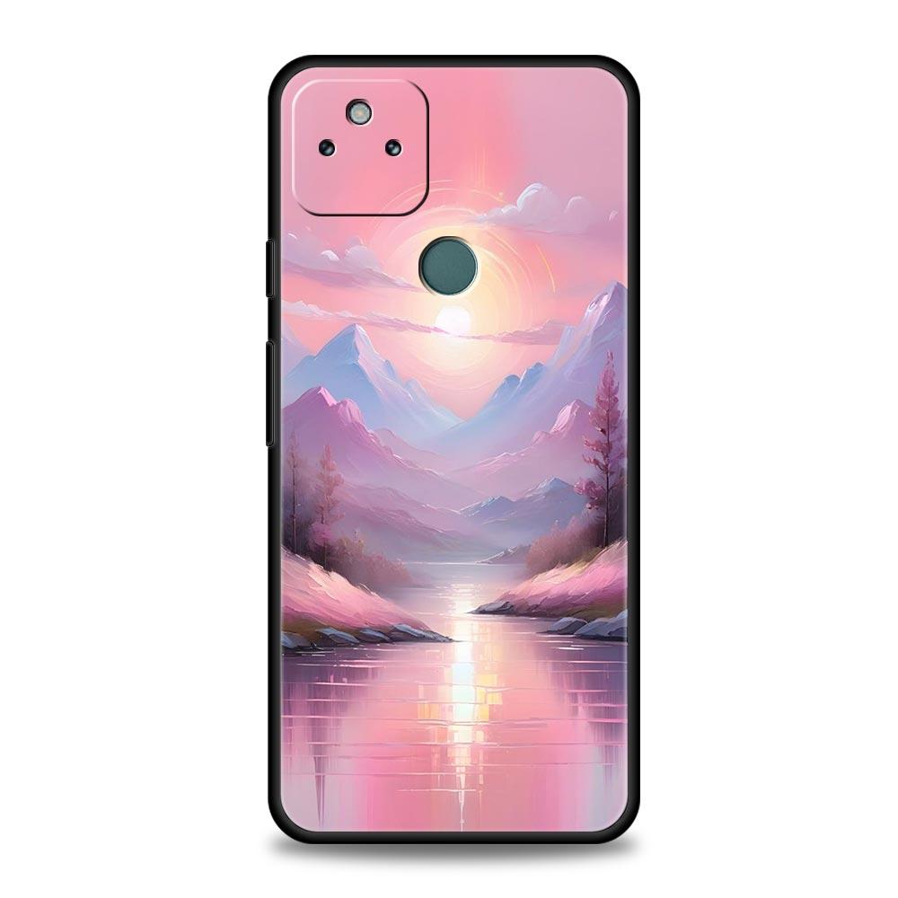 Pink Sunset Mountain Phone Case Cover for Google Pixel 10 9 8 7 6 9A 8A 7A 6A Pro Shockproof Soft TPU 9 Pro XL Shell Capas Coque