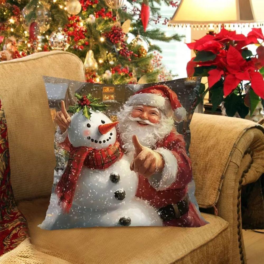 Snowman Christmas Pillow Covers Elk New Year Decorative Pillowcases Cartoon Xmas Party Santa Claus Throw Pillow Covers