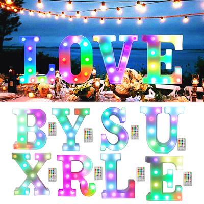 Bunte LED-Buchstabenlichter mit Fernbedienung, 4 Blinkmodi, verstellbar, einfach aufzuhängen