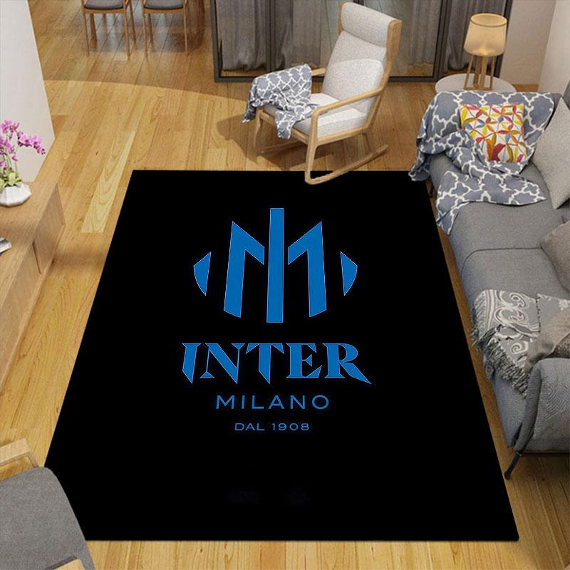 Inter Milan Printed Carpet, Home Sofa Decoration for Living Room & Bedroom, Non‑Slip Play Flannel Floor Mat for Game Room