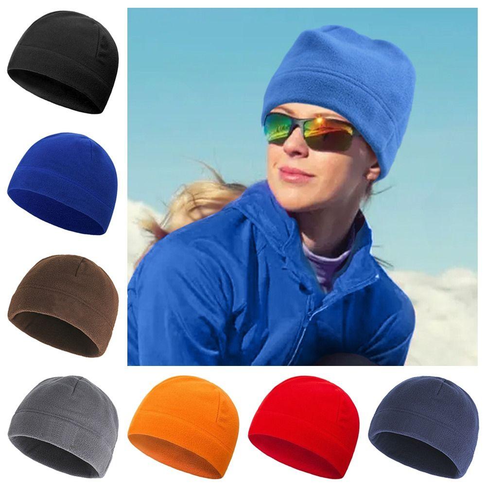 Polar Fleece Running Cycling Cap Slouchy Fleece Sports Hat Winter Ski Cap  for Men Women