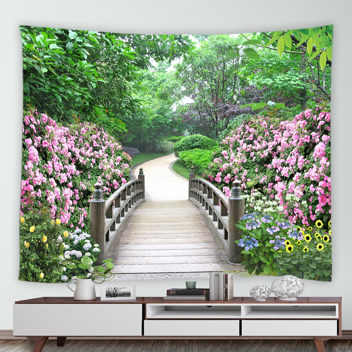 

Весна, рожеві квіти, квітковий сад, візерунок, гобелен, домашня вітальня, декор стін, фон, тканинний гобелен 230x180cm