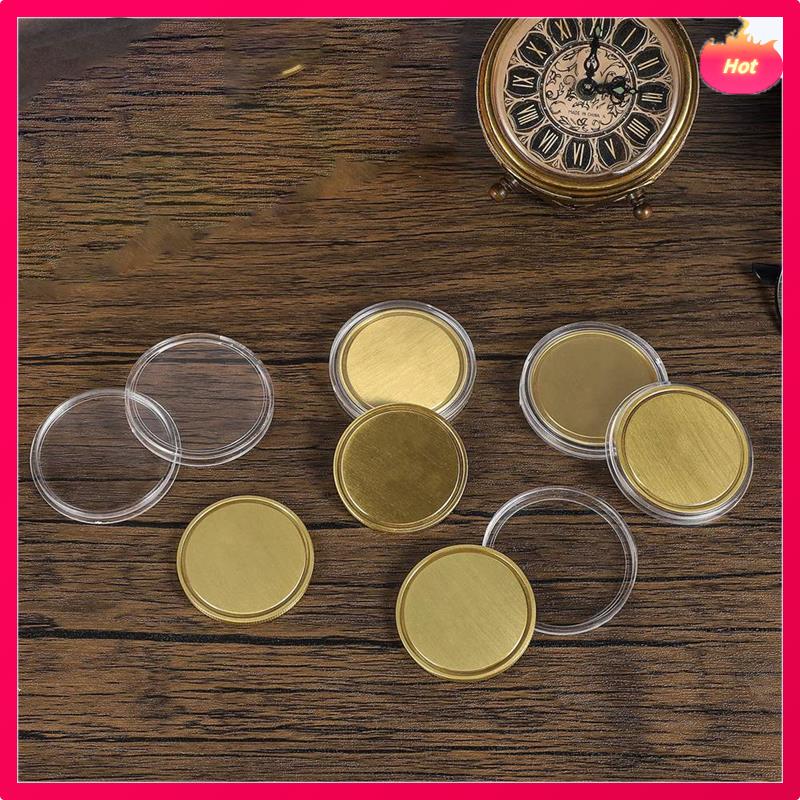 10 шт. Латунные заготовки для лазерной гравировки, заготовки для монет, металлические заготовки для монет 40 мм с акриловой защитной коробкой
