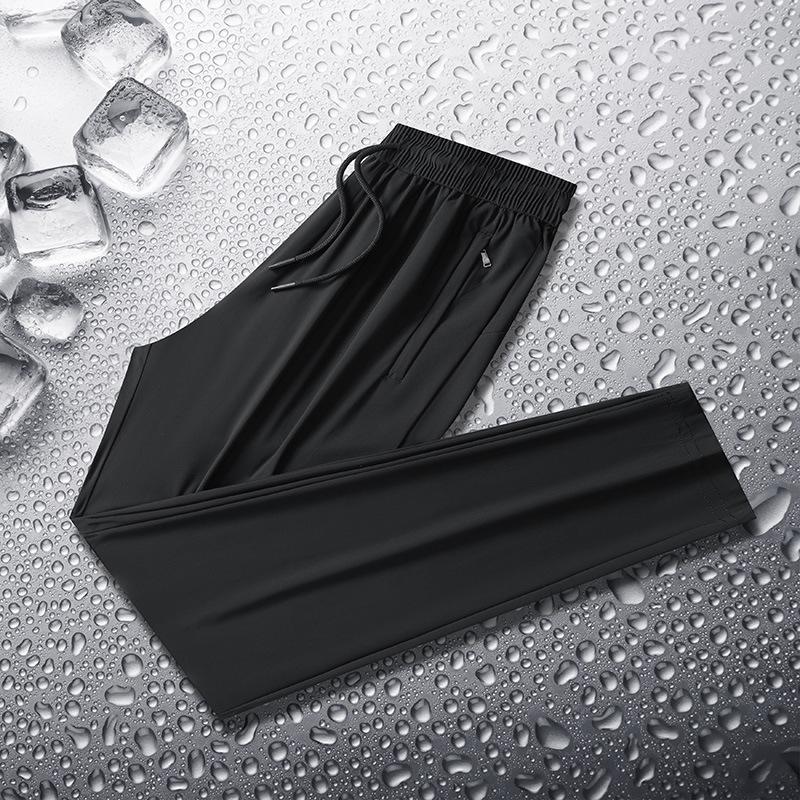 Ice Silk Slacks Men's Summer Pants Thin Loose Casual Quick Drying Pants High Elastic Breathable Sports Pants