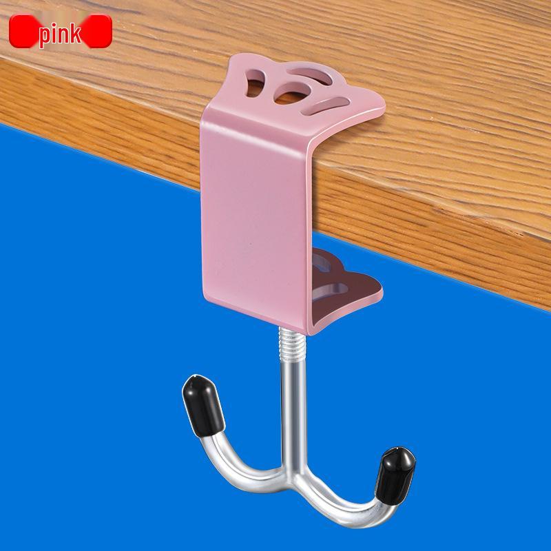 Ganci a Corona per Scrivania Studente da Tavolo - Ganci Doppi e Singoli Senza Foratura per Zaini Scolastici, Rosa e Nero