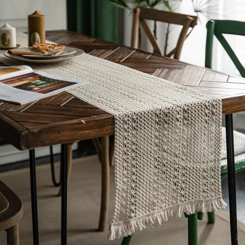 Table Flag Cotton Hemp Red Love Wedding Color Weaving Natural Material American Festival Party Dining Table Decoration