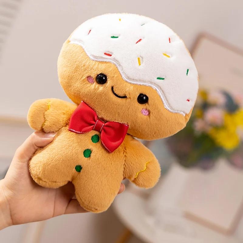 25cm Kawaii Biscuit Men Plush Doll Pendant Warm Happy Christmas Toy Home Decor Christmas Gift for Boys and Girls