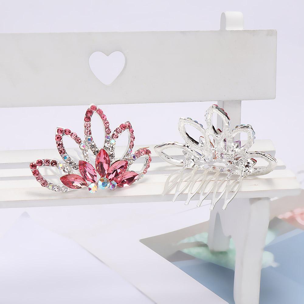 Kids Gift Princess Hairclip Hairpin Tiara Crown Hair Comb Crystal Rhinestone Hair Jewelry Flower
