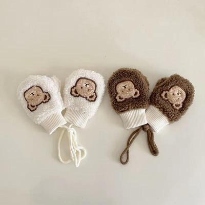 New Winter Thicken Warm Kids Gloves Cartoon Bear Baby Girls Boys Mittens Full Finger Gloves For 1-4Y Toddler Children