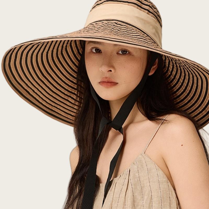 Large-brim Women's Summer Outdoor Sun Hat Foldable Sun Hat Woven UPF 50+ Sun Protection