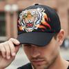 Breathable Perforated Quick-Drying Hat Tiger Head Printed Sun Protection Travel Sports Hat Adjustable Baseball Cap For Women Men