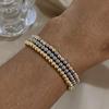 Greatera 3/4mm Stainless Steel Beads Elastic Bracelets for Women Gold Plated Tricolor Beaded Chain Bracelet Waterproof Jewelry