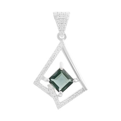 Silver Pendant with London Blue Topaz 1.339ct, Cubic Zirconia (2204893)