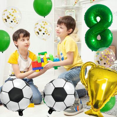 1 Set Balloon Set Soccer Number Shape Leakproof Contrast Color Sport Fans Baby Birthday Party Decoration Arch Balloon Photo Prop